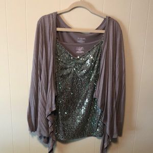 Sequin tank with shrug